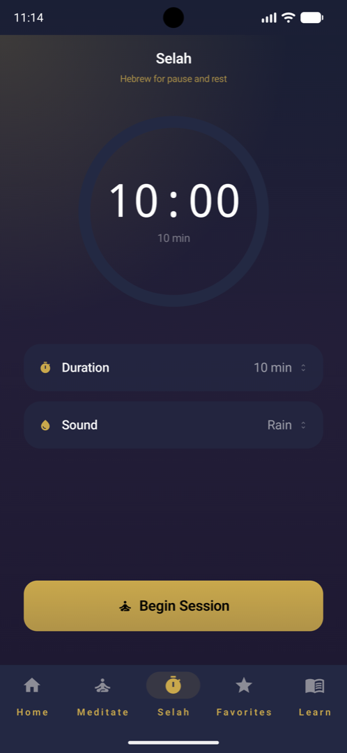 Selah silent timer with ambient sound